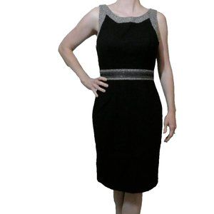 WHBM Dress Black Accented Sleeveless Shift Business Office Party Size 6